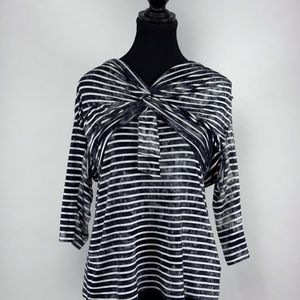 Black & White stripped 3/4 sleeves top bu Coco Y Club - XLG